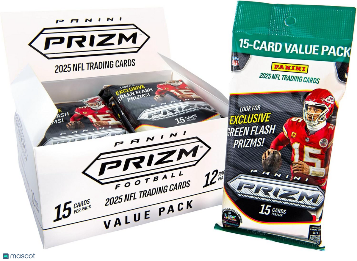 Panini America NFL 2025 Panini Prizm Fat Pack Trading Card Box | 12 Packs