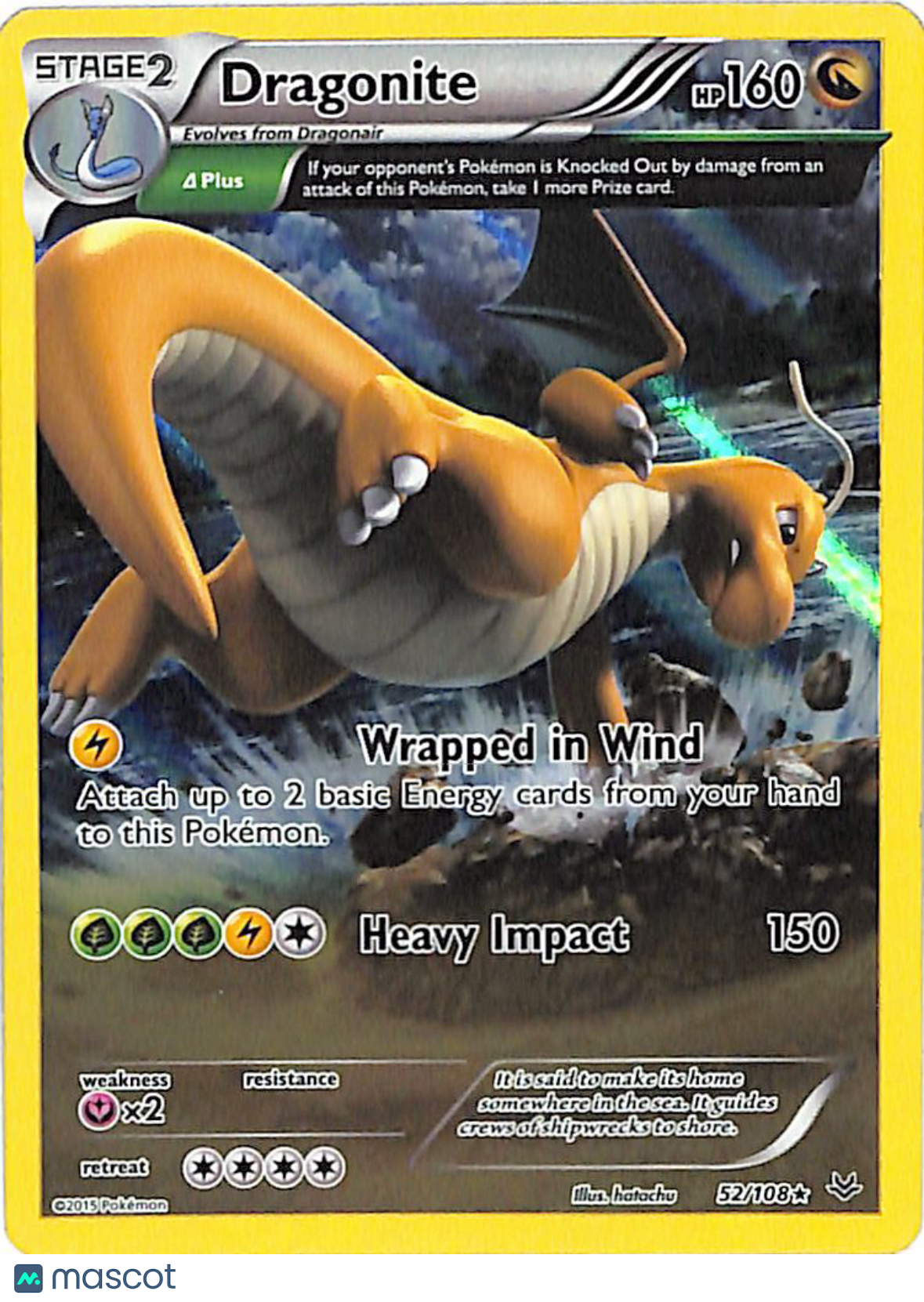 2015 Roaring Skies Dragonite Reverse Holo Rare #52/108