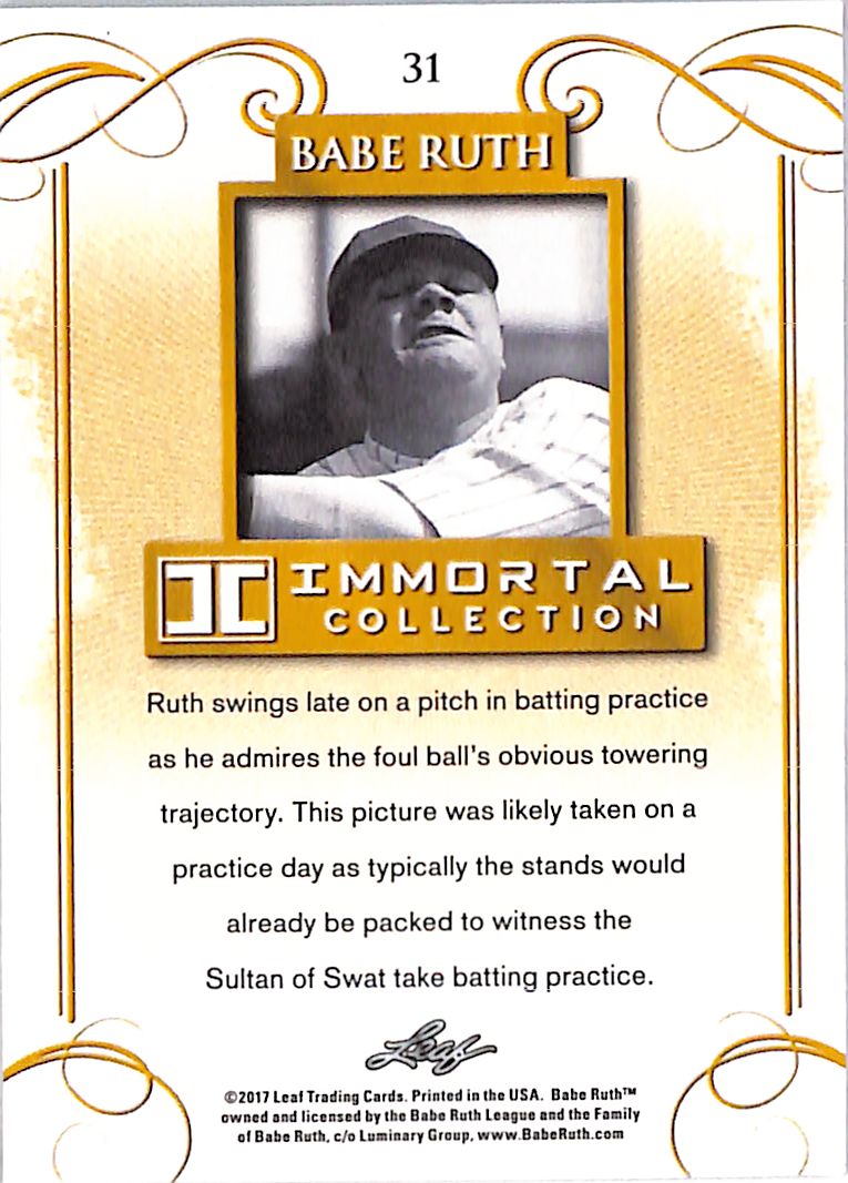 2017 Leaf Immortal Collection Babe Ruth 1/1 #31