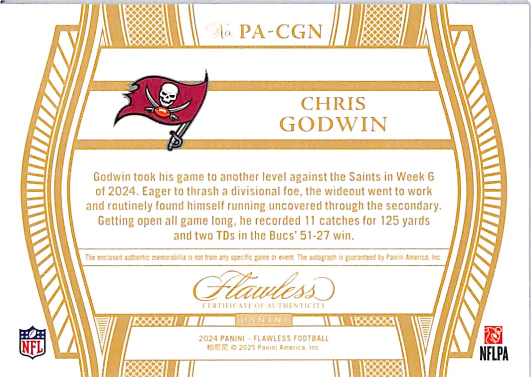 2024 Flawless Football Chris Godwin /15 Autograph Patch #PA-CGN Buccaneers