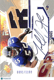 2003 Upper Deck SPx Terrell Suggs Rookie Autograph /1100 Patch #213 Ravens