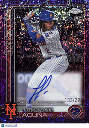 2025 Topps Chrome Luisangel Acuña Purple Speckle Auto /299 Rookie RC#RA-LA Mets