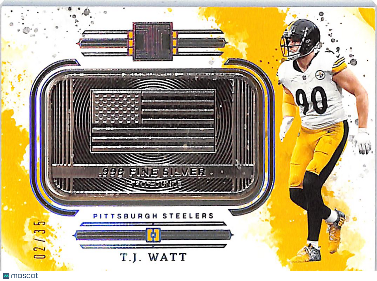 2025 Panini Impeccable Football T.J. Watt /35 Silver Bar Memorabilia 23 Steelers