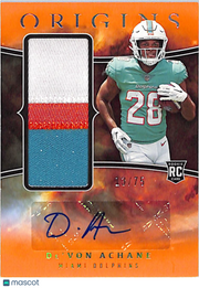 2023 Origins De'Von Achane /75 Rookie Patch Auto Orange #RJJA-DA Dolphins