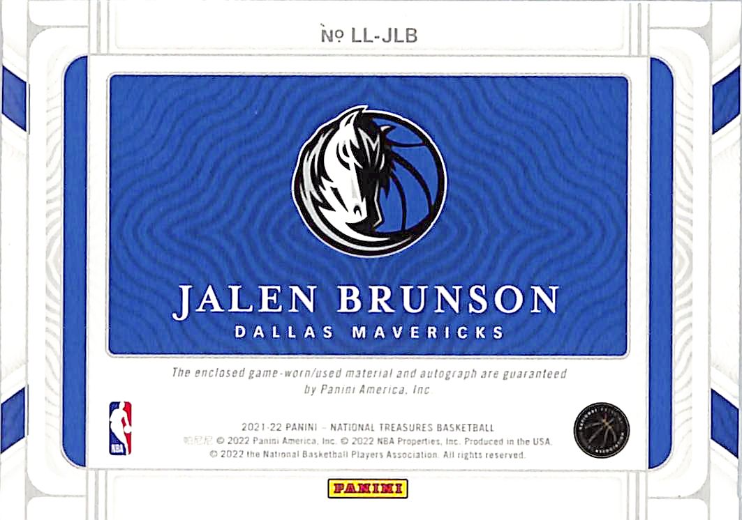 2021-22 National Treasures Lasting Legacies Jalen Brunson /99 Auto Patch #LL-JLB