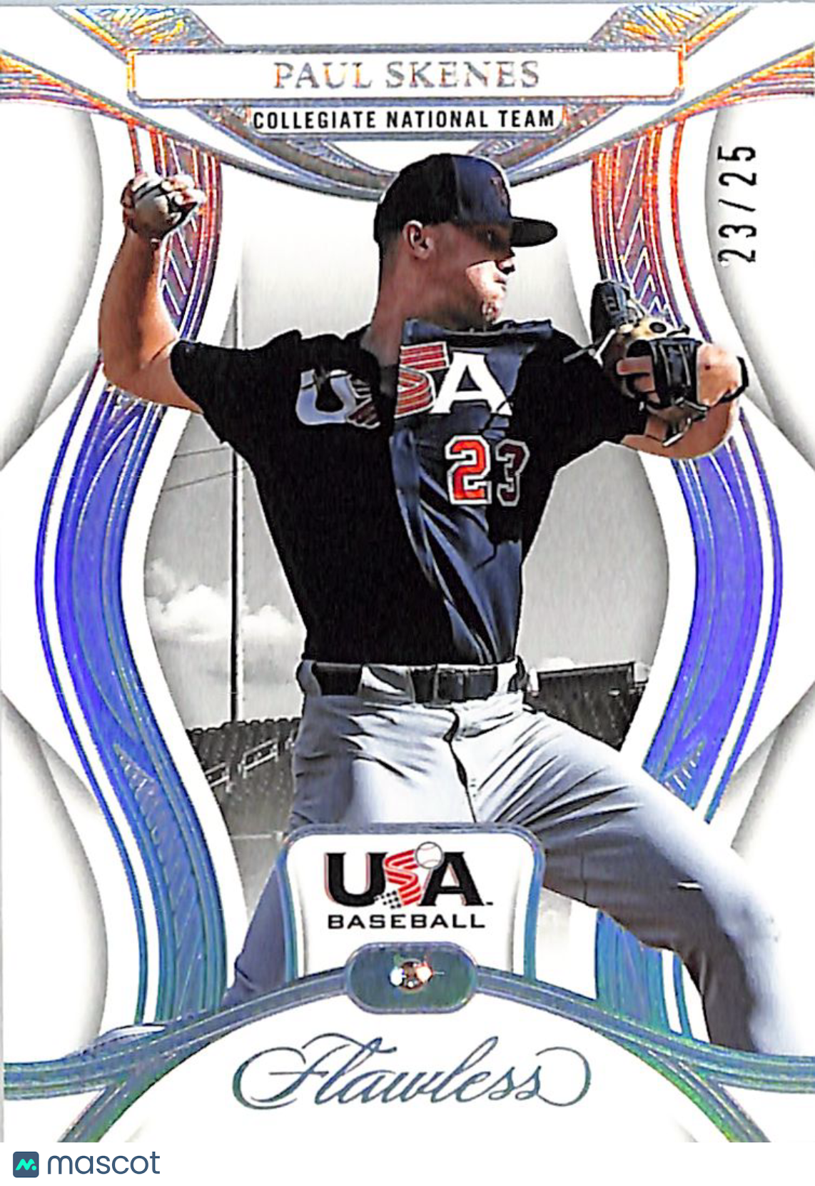 2025 Panini Flawless Baseball Paul Skenes Silver Diamond /25 #98 USA Baseball