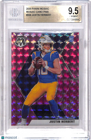 2020 Panini Mosaic Justin Herbert Camo Pink Rookie RC #204 BGS 9.5 Chargers