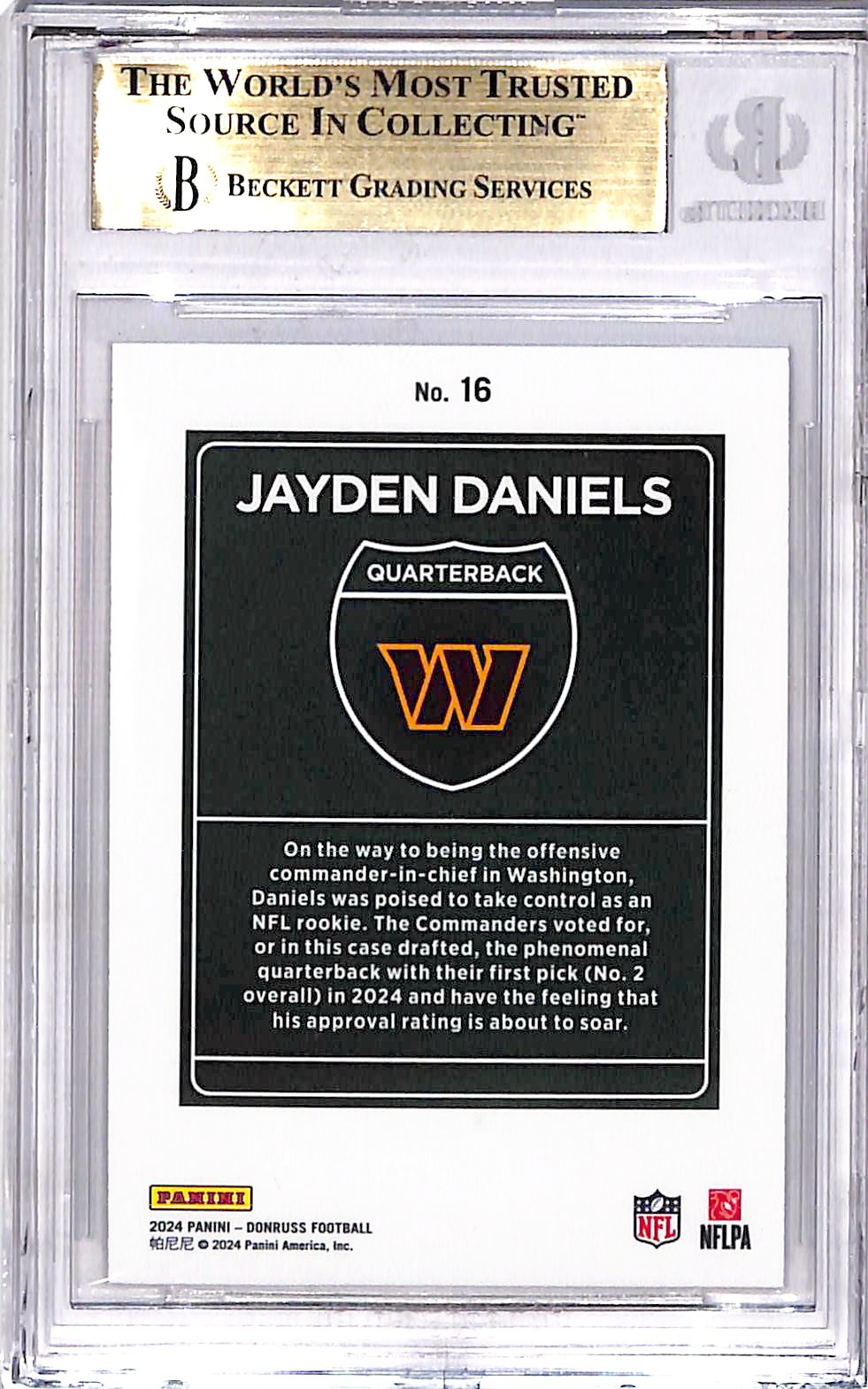2024 Donruss Downtown Jayden Daniels Rookie RC #16 BGS 9.5 Commanders