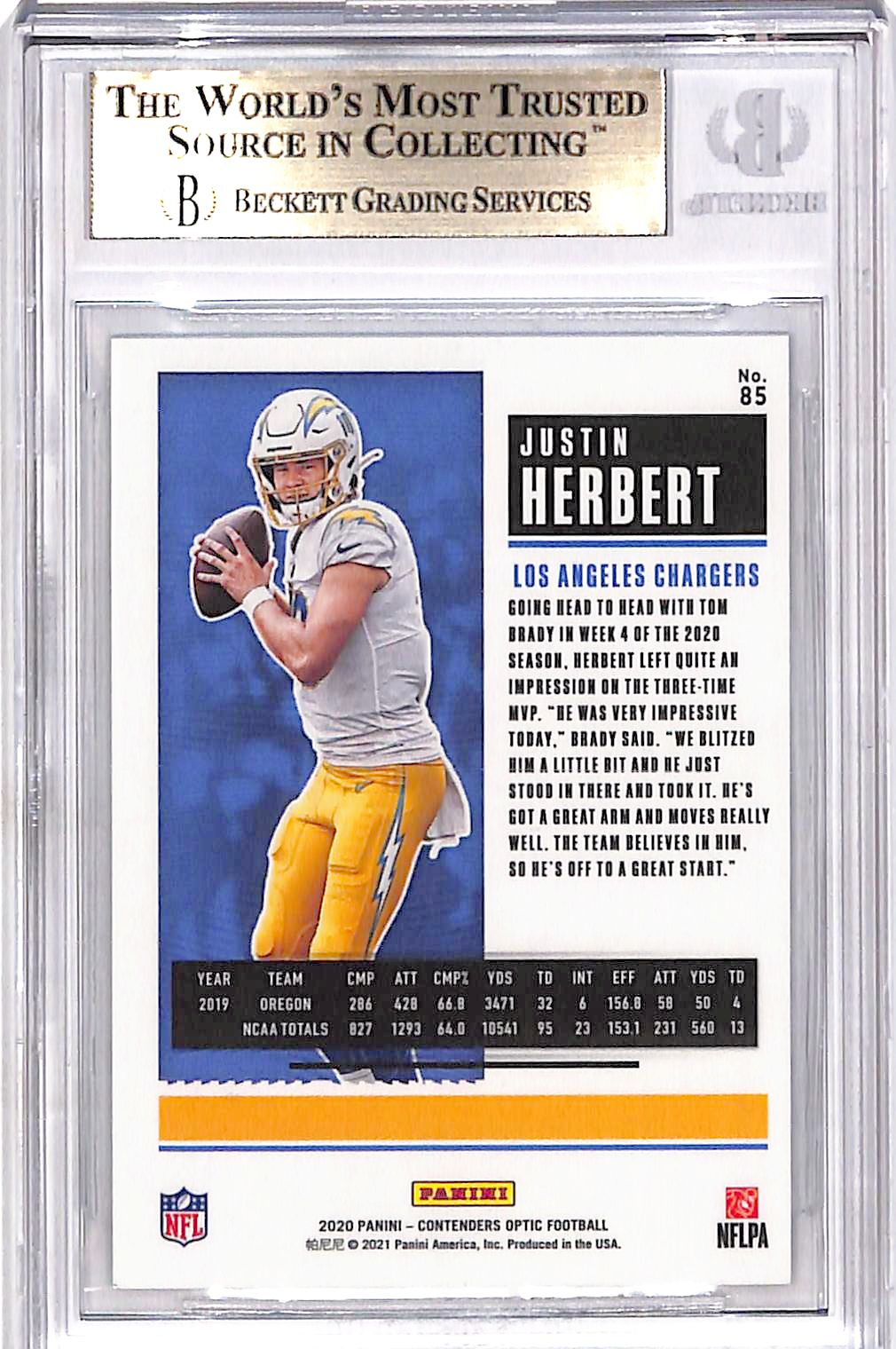 2021 Panini Contenders Optic Justin Herbert Rookie #85 BGS 9.5 Chargers
