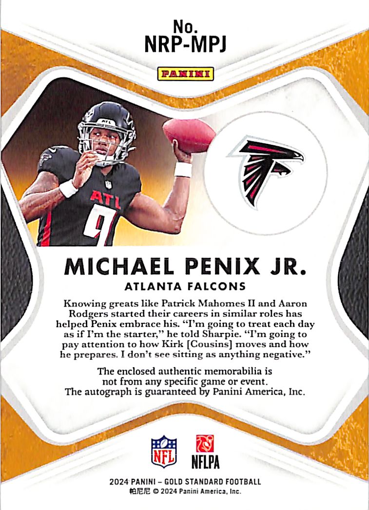 2024 Gold Standard Nouveau Riche Michael Penix Jr. /99 Rookie Patch Auto NRP-MPJ