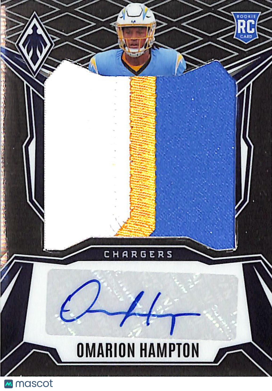 2025 Panini Phoenix Omarion Hampton /199 Rookie Patch RC Auto #RPS-OHN Chargers