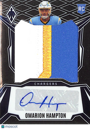 2025 Panini Phoenix Omarion Hampton /199 Rookie Patch RC Auto #RPS-OHN Chargers