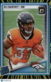 2025 Panini Donruss Optic RJ Harvey Electricity /75 Rookie #208 Denver Broncos