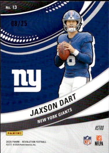 2025 Panini Revolution Football Jaxson Dart Futures Astro /25 Rookie #13 Giants