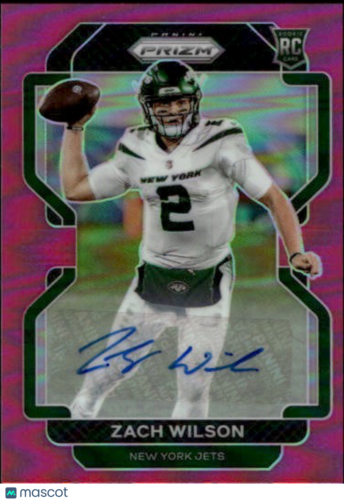 2021 Panini Prizm Zach Wilson Pink Rookie Autograph RC #332 New York Jets