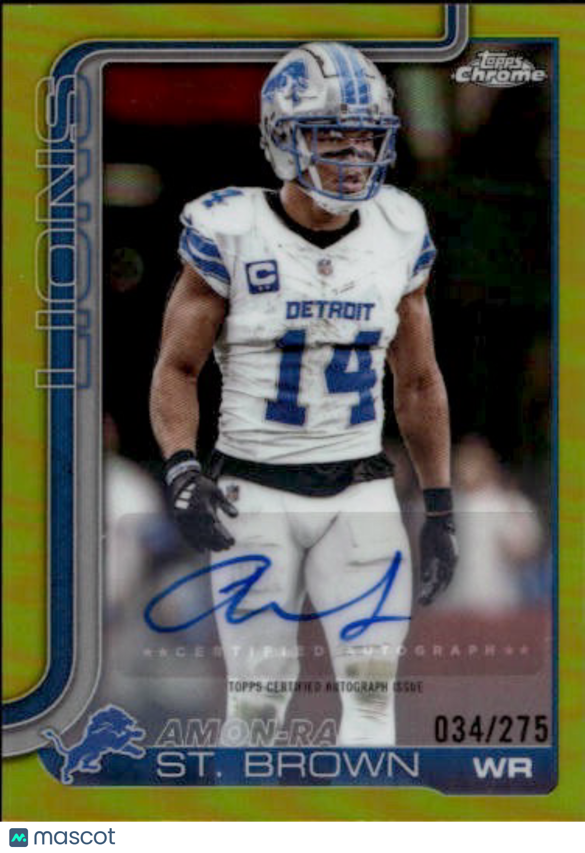 2025 Topps Chrome Football Amon-Ra St. Brown Yellow Autograph /275 #BA-AS Lions