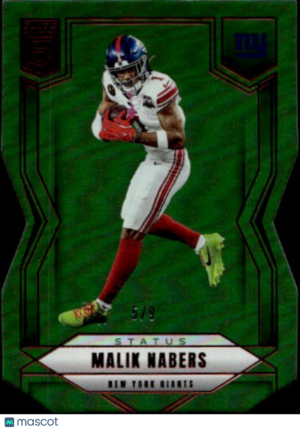 2025 Panini Donruss Elite Football Status Malik Nabers Green Die Cut /9 5 Giants