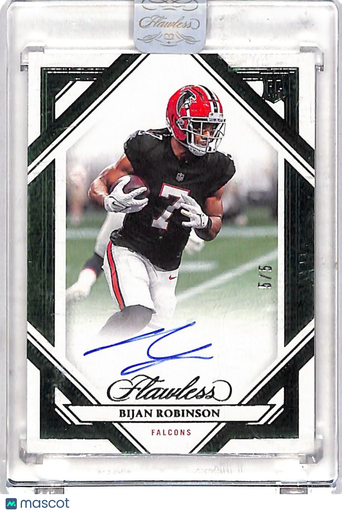 2023 Panini Flawless Bijan Robinson Emerald /5 Autograph Rookie #RFS-BRO Falcons