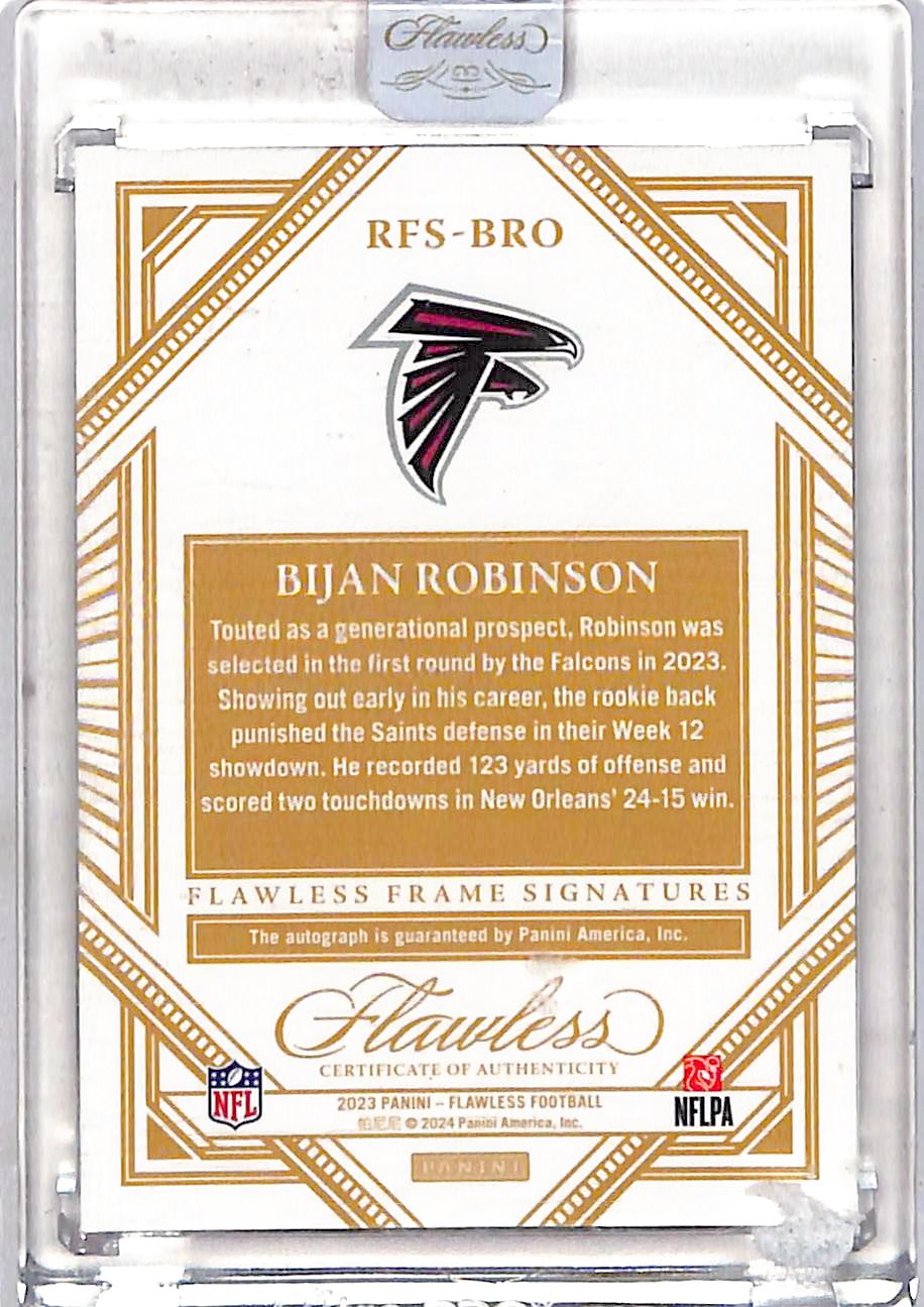 2023 Panini Flawless Bijan Robinson Emerald /5 Autograph Rookie #RFS-BRO Falcons