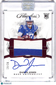 2019 Flawless Collegiate Football Daniel Jones Auto /20 Rookie Patch RC 116 Duke