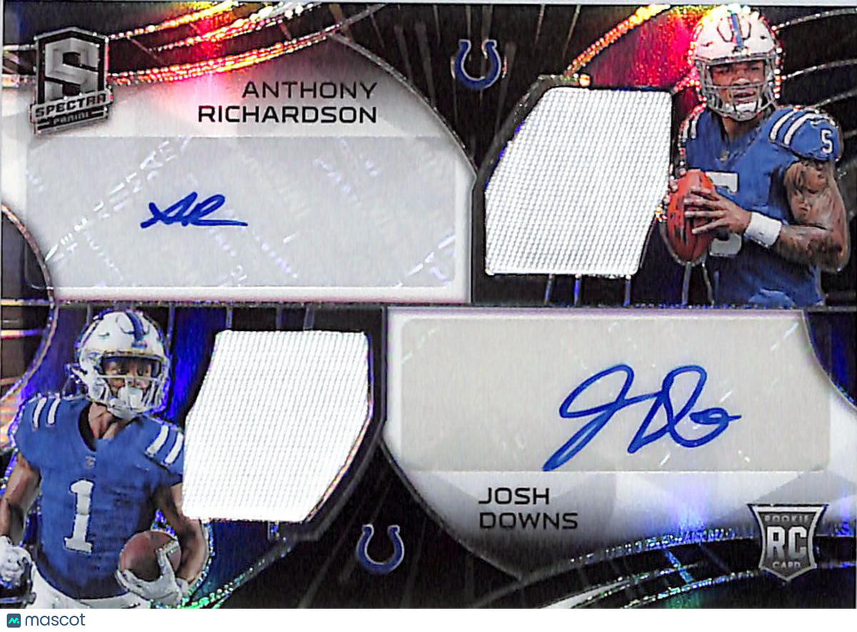 2023 Spectra Anthony Richardson Josh Downs Dual Patch Auto /50 Rookie RC #DPA-RD