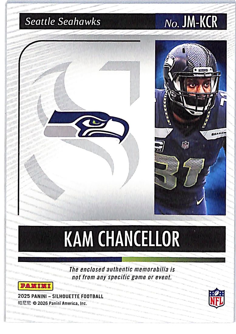 2025 Panini Silhouette Football Kam Chancellor /99 Memorabilia #JM-KCR Seahawks