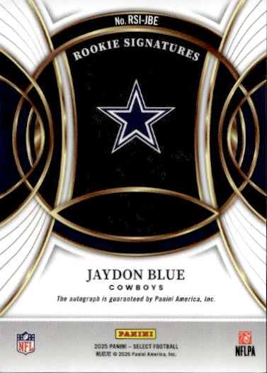 2026 Panini Select Football Jaydon Blue Rookie Autograph #RSI-JBE Dallas Cowboys