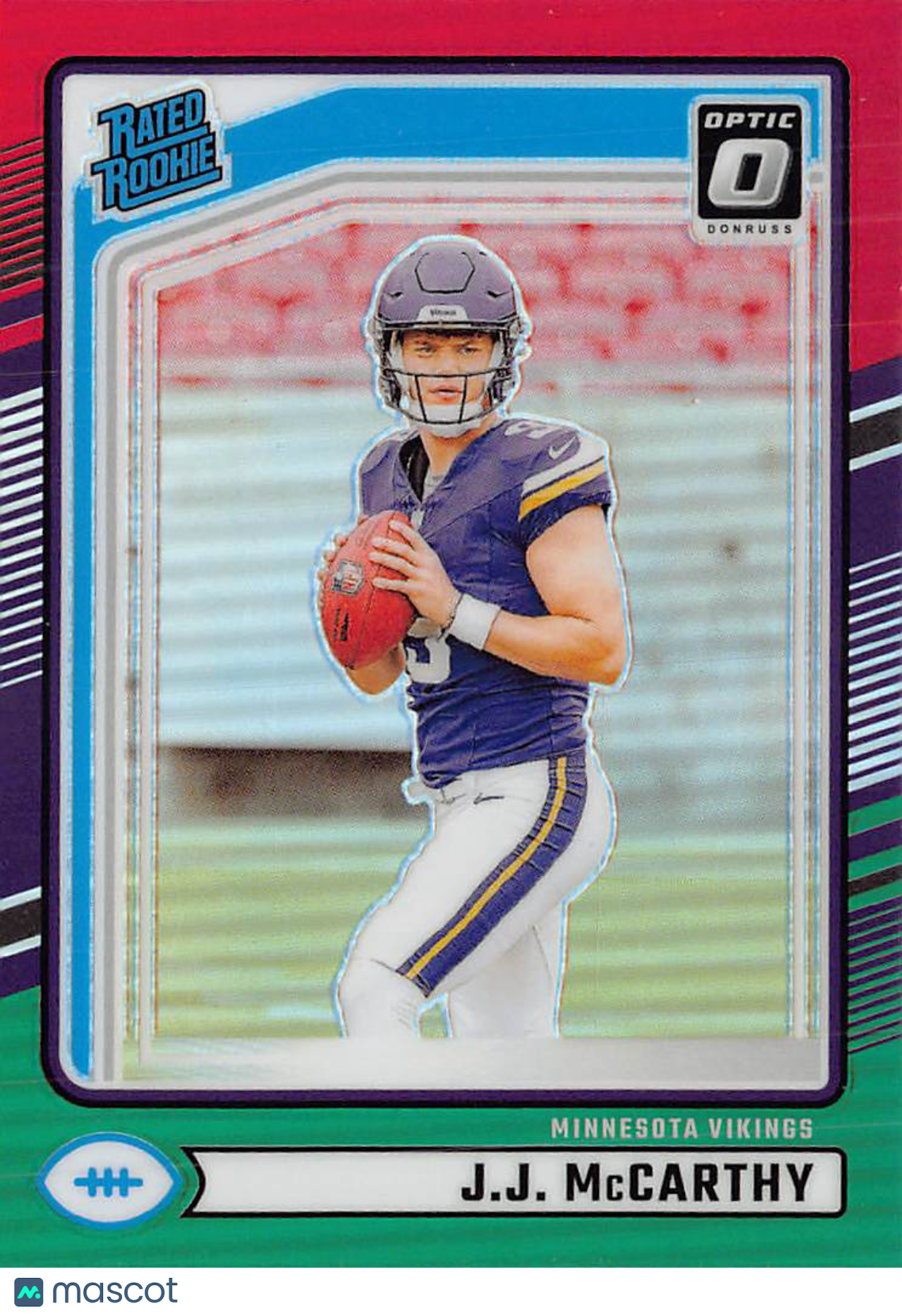 2024 Panini Donruss Optic J.J. McCarthy Green Red Rookie #303 Minnesota Vikings