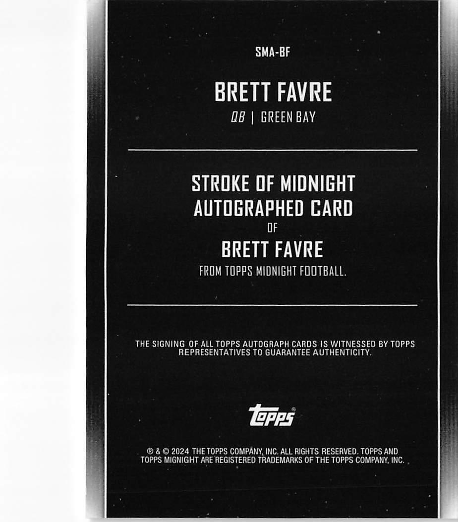 2024 Topps Midnight Stroke of Midnight Brett Favre Autograph /3 #SMA-BF Packers
