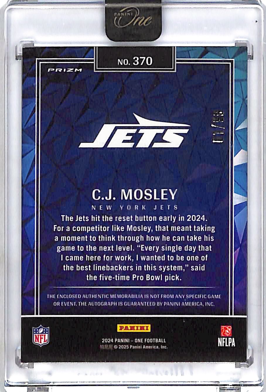 2024 Panini One Wonderful Ones C.J. Mosley /99 Patch Autograph #370 Jets