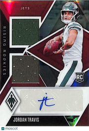 2024 Phoenix Jordan Travis Rookie Patch Autograph Red /99 RC #RRDP-JTS Jets