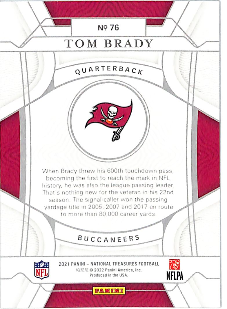 2021 Panini National Treasures Tom Brady /99 #76 Tampa Bay Buccaneers