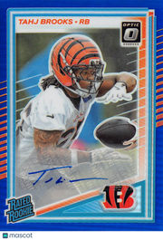 2025 Panini Donruss Optic Tahj Brooks Blue Autograph /149 Rookie #268 Bengals