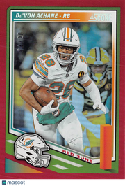 2025 Panini Score De'Von Achane Red Zone /20 #123 Miami Dolphins