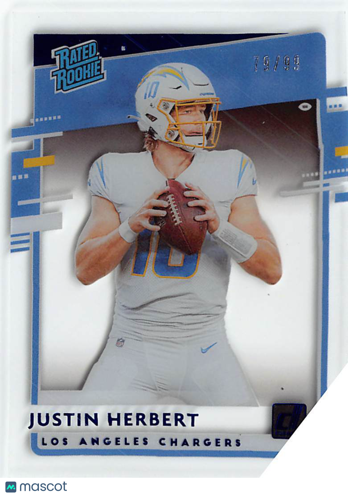 2020 Chronicles Donruss Clearly Justin Herbert Blue /99 Rookie #RR-JH Chargers