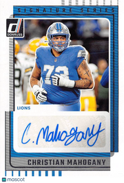 2025 Panini Donruss Signature Series Christian Mahogany #SS-CMY Detroit Lions