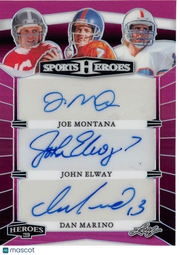 2024 Leaf Sports Heroes Joe Montana John Elway Dan Marino Pink Autograph /5 H3-5