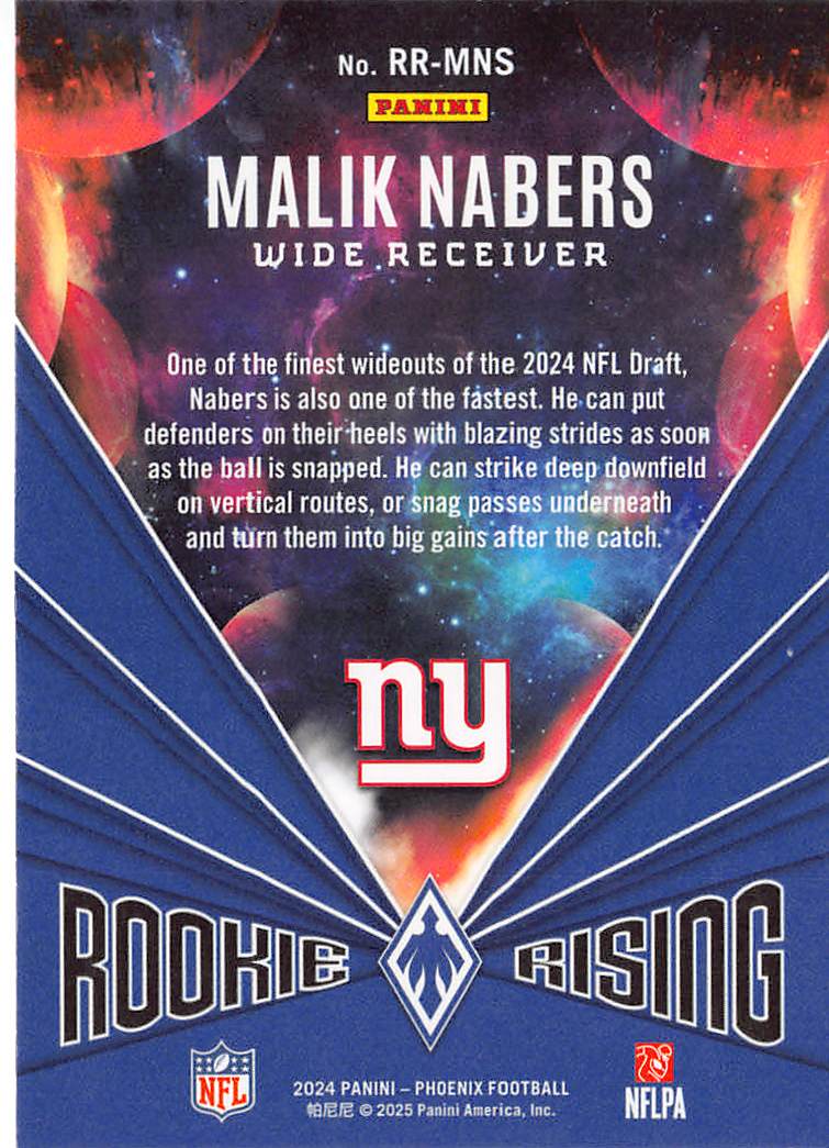 2025 Panini Phoenix Football Rookie Rising Malik Nabers RC #RR-MNS New York Giants
