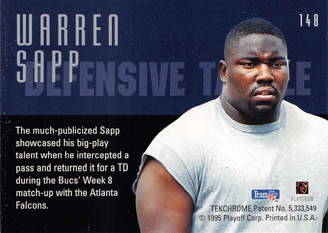 1995 Playoff Warren Sapp Rookie #148 Tampa Bay Buccaneers