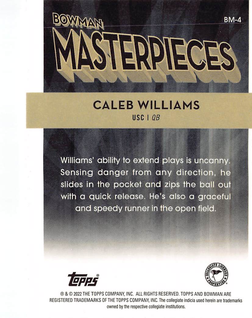 2022 Bowman Masterpieces Caleb Williams Rookie #BM-4 USC Trojans