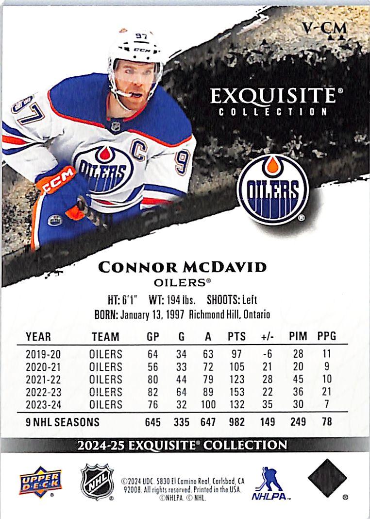 2024-25 Upper Deck Exquisite Collection Connor McDavid /99 #V-CM Edmonton Oilers
