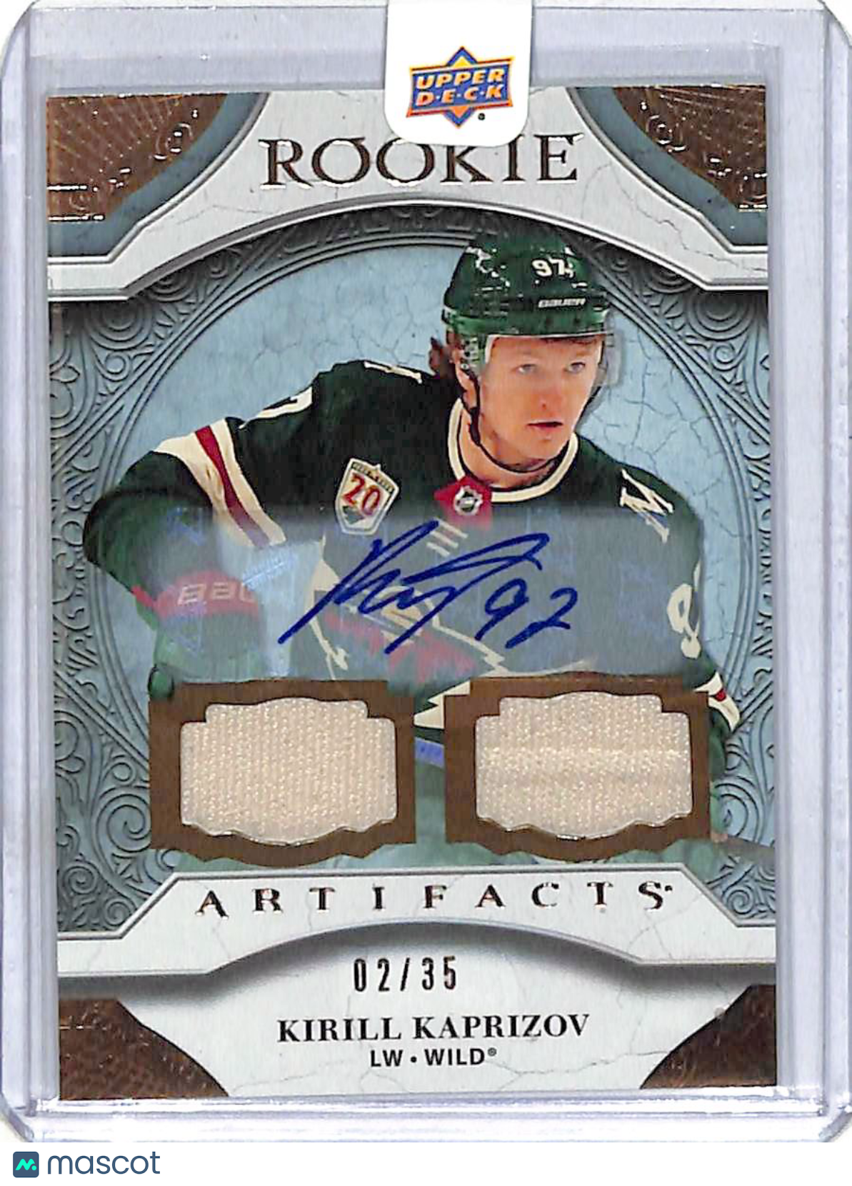 2020-21 Upper Deck Artifacts Kirill Kaprizov Rookie Patch Auto /35 #II Wild
