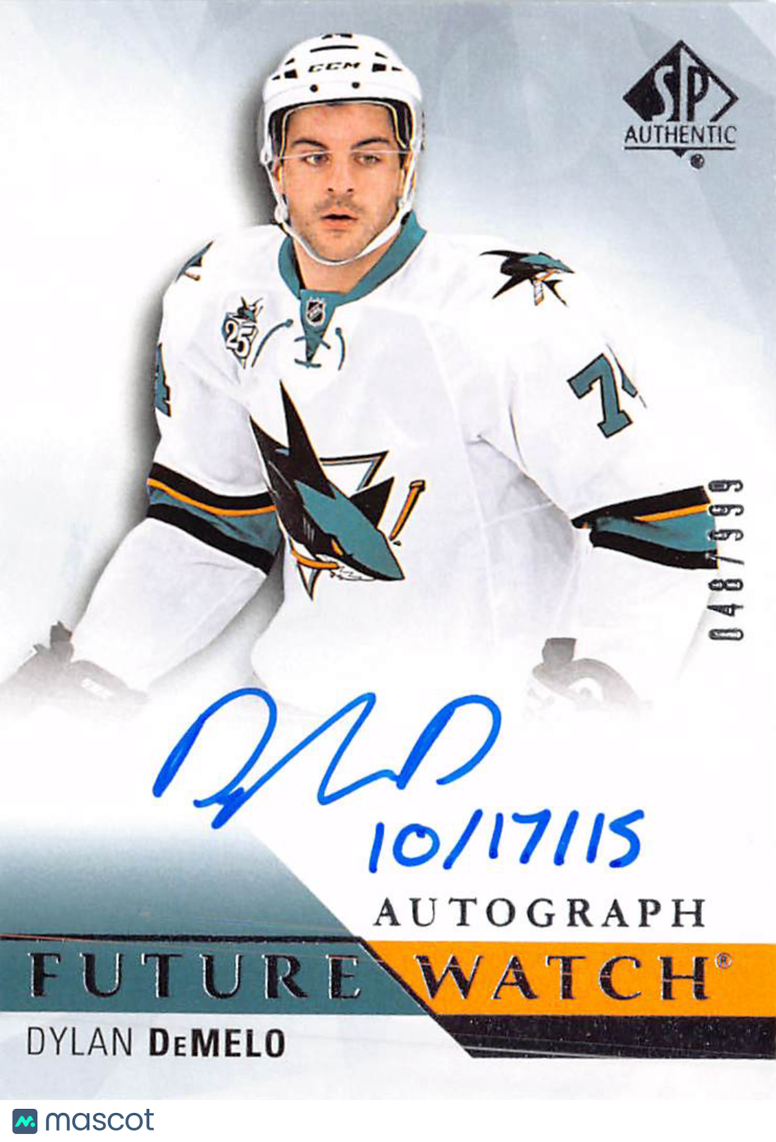 2015-16 SP Authentic Future Watch Dylan DeMelo /999 Rookie Auto #248 Sharks