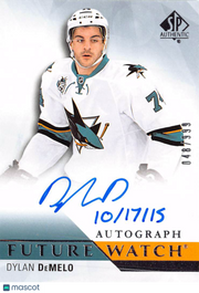 2015-16 SP Authentic Future Watch Dylan DeMelo /999 Rookie Auto #248 Sharks