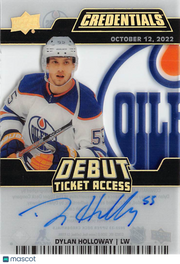 2022-23 Upper Deck Credentials Debut Ticket Dylan Holloway Acetate Auto /99 #DH