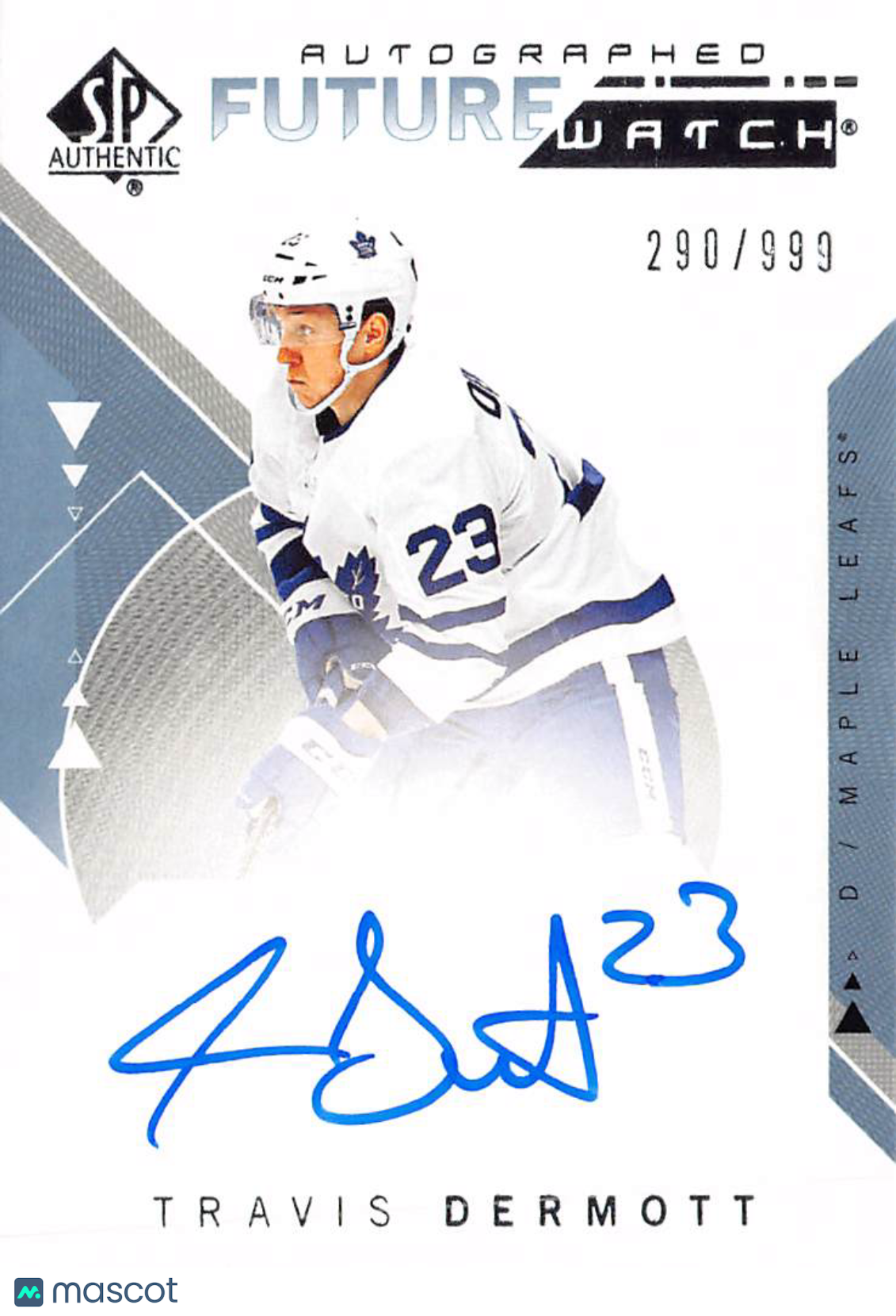 2018-19 SP Authentic Travis Dermott Future Watch Auto /999 Rookie #174