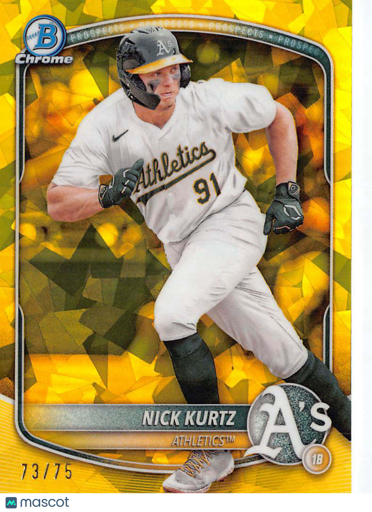 2025 Bowman Chrome Sapphire Nick Kurtz Yellow /75 Rookie #BCP-114 Athletics