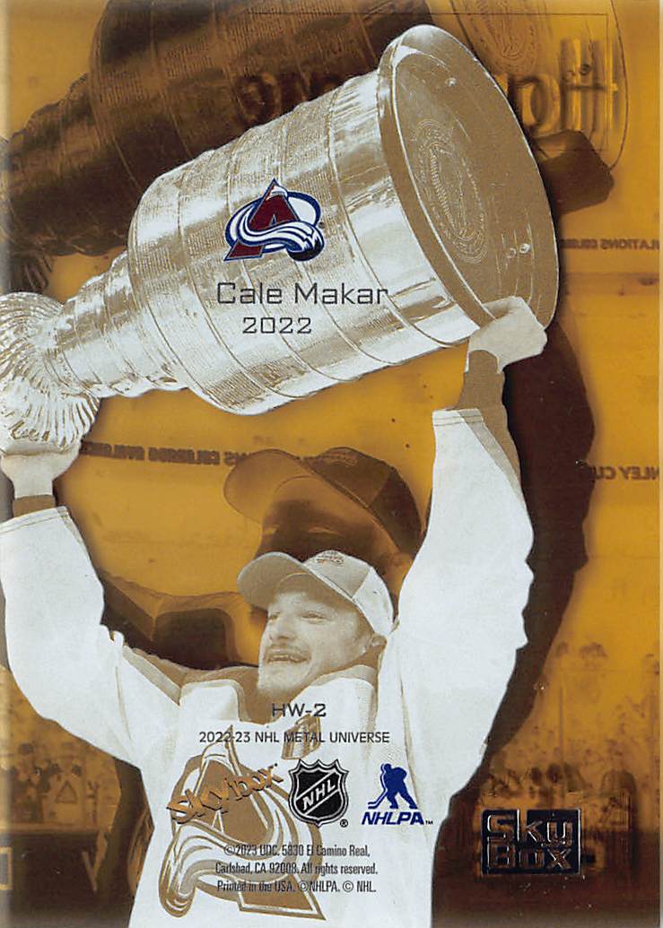 2022-23 SkyBox Metal Universe Hardware Cale Makar #HW-2 Colorado Avalanche