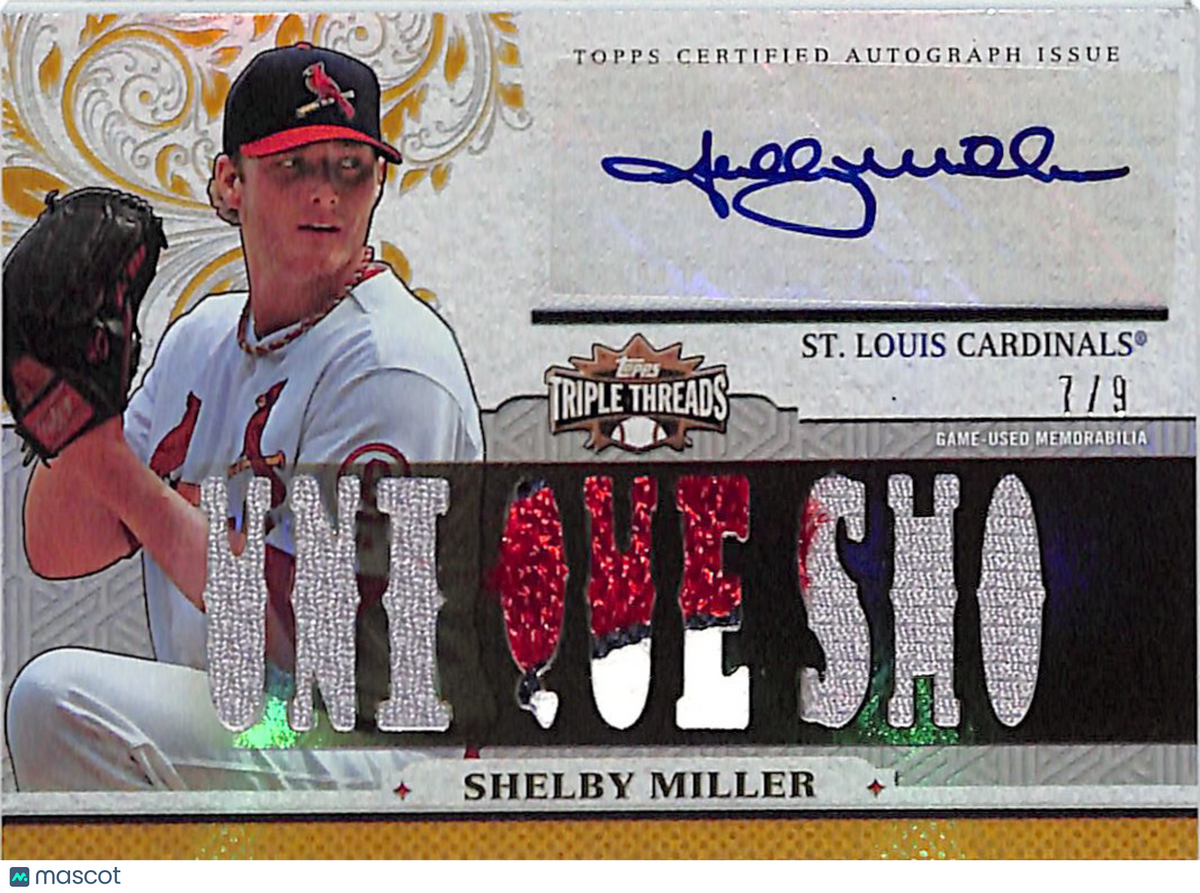2014 Topps Triple Threads Shelby Miller /9 Autograph Patch #TTAR-SM1 Cardinals