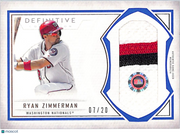 2019 Topps Definitive Collection Ryan Zimmerman /20 Relic Patch #DJRC-RZ